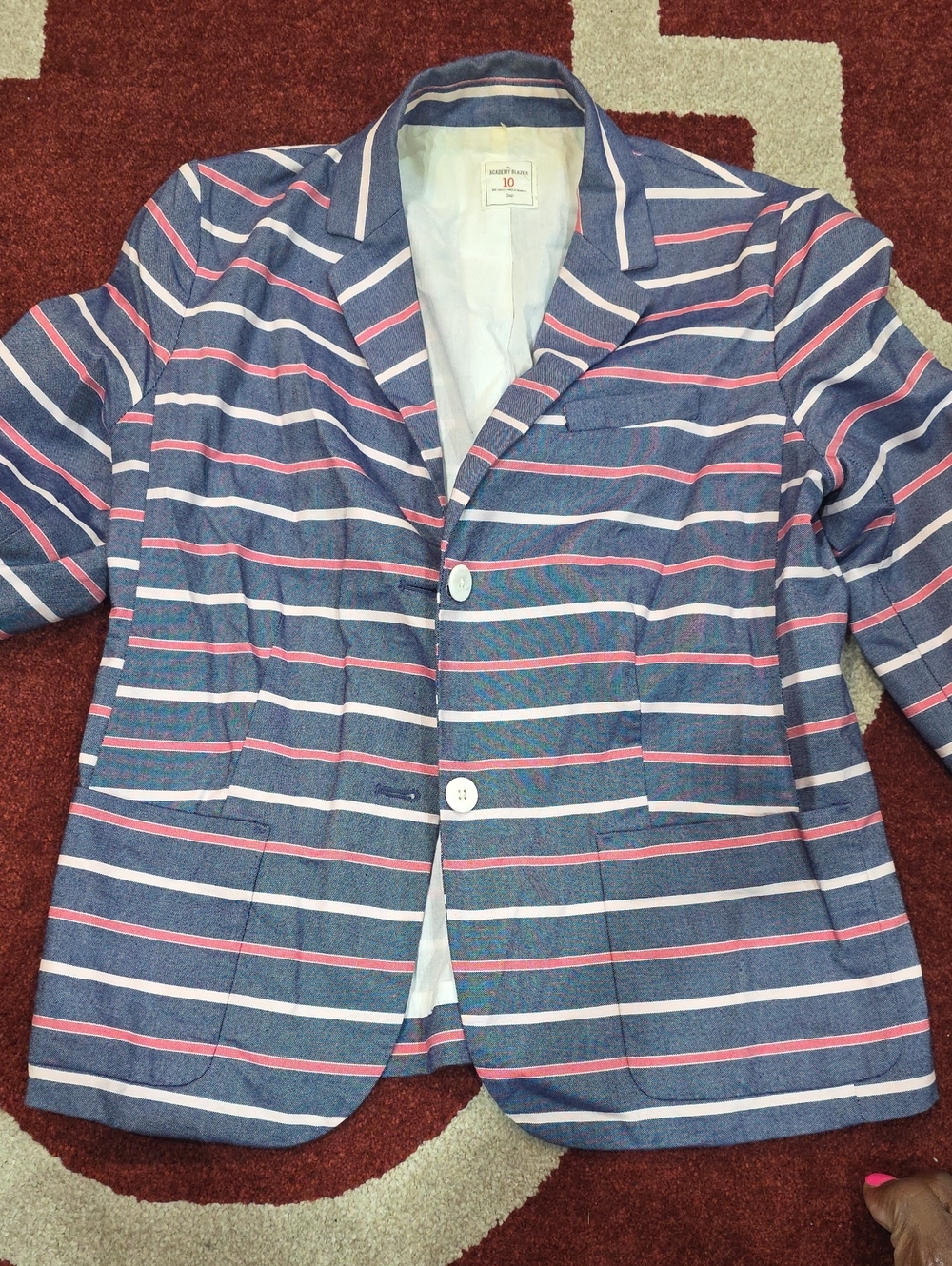 GAP Blue Striped Blazer with Pink & White Accents